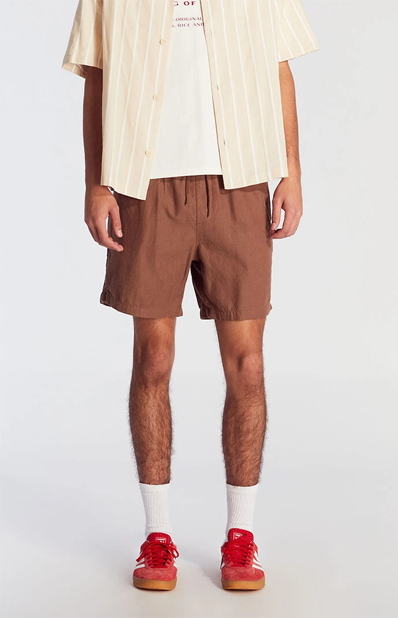 Pacsun Brown Cole Cotton Volley Shorts