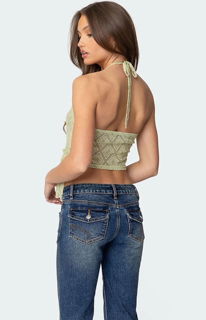Edikted Asymmetric Lace Halter Top