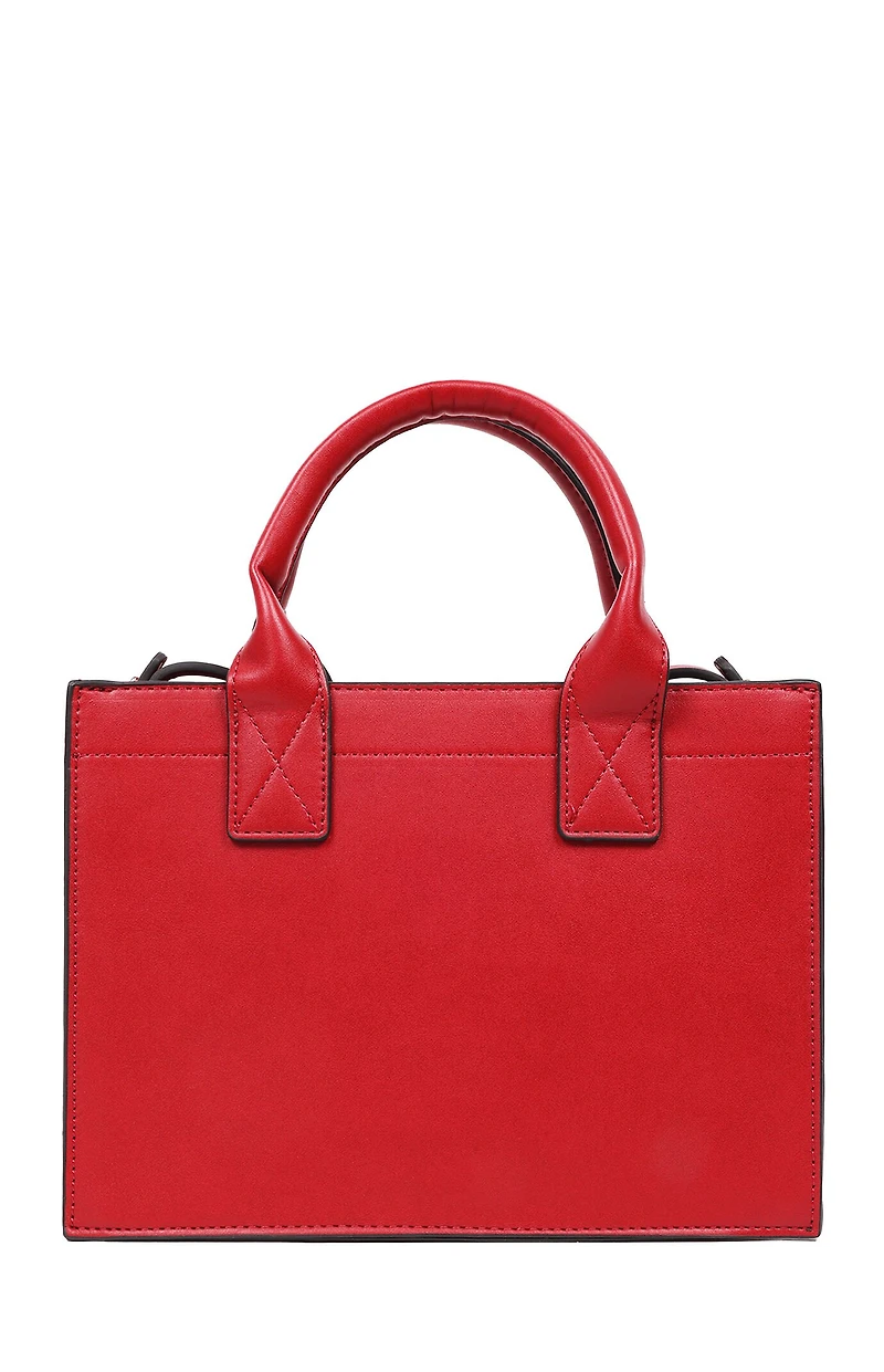 True Religion Red Modern Edge Charm Tote Bag