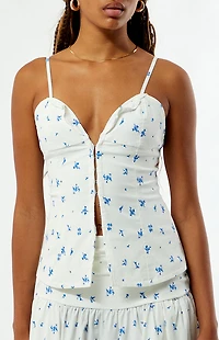 WEWOREWHAT Button Up Ruffle Tank Top