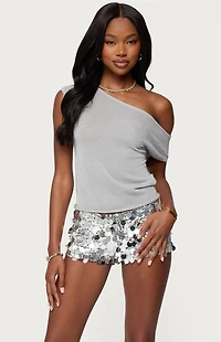 Edikted Holly Glitter Off Shoulder Top