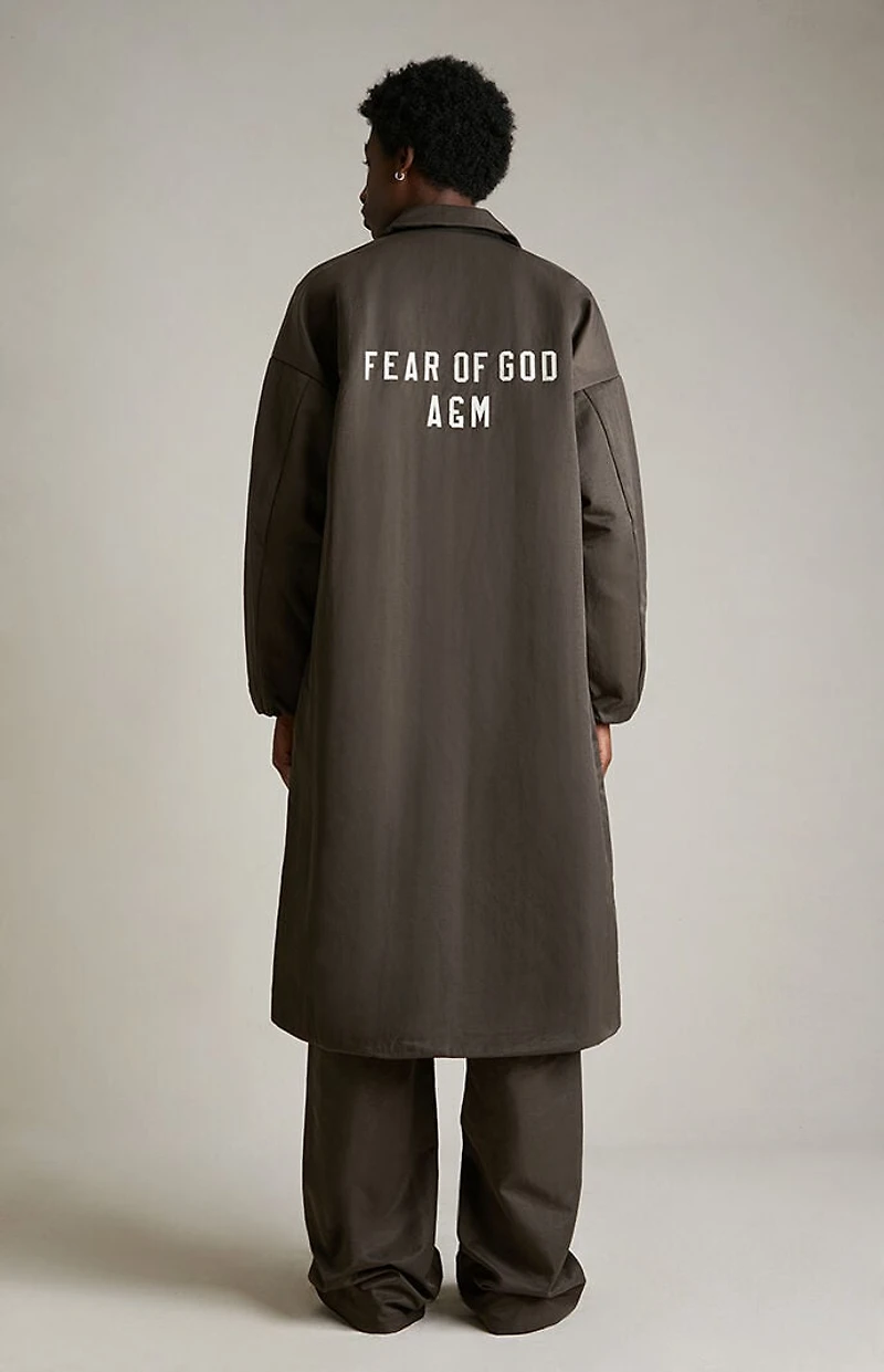 Fear of God ESSENTIALS Brown Textured Nylon Trench Coat