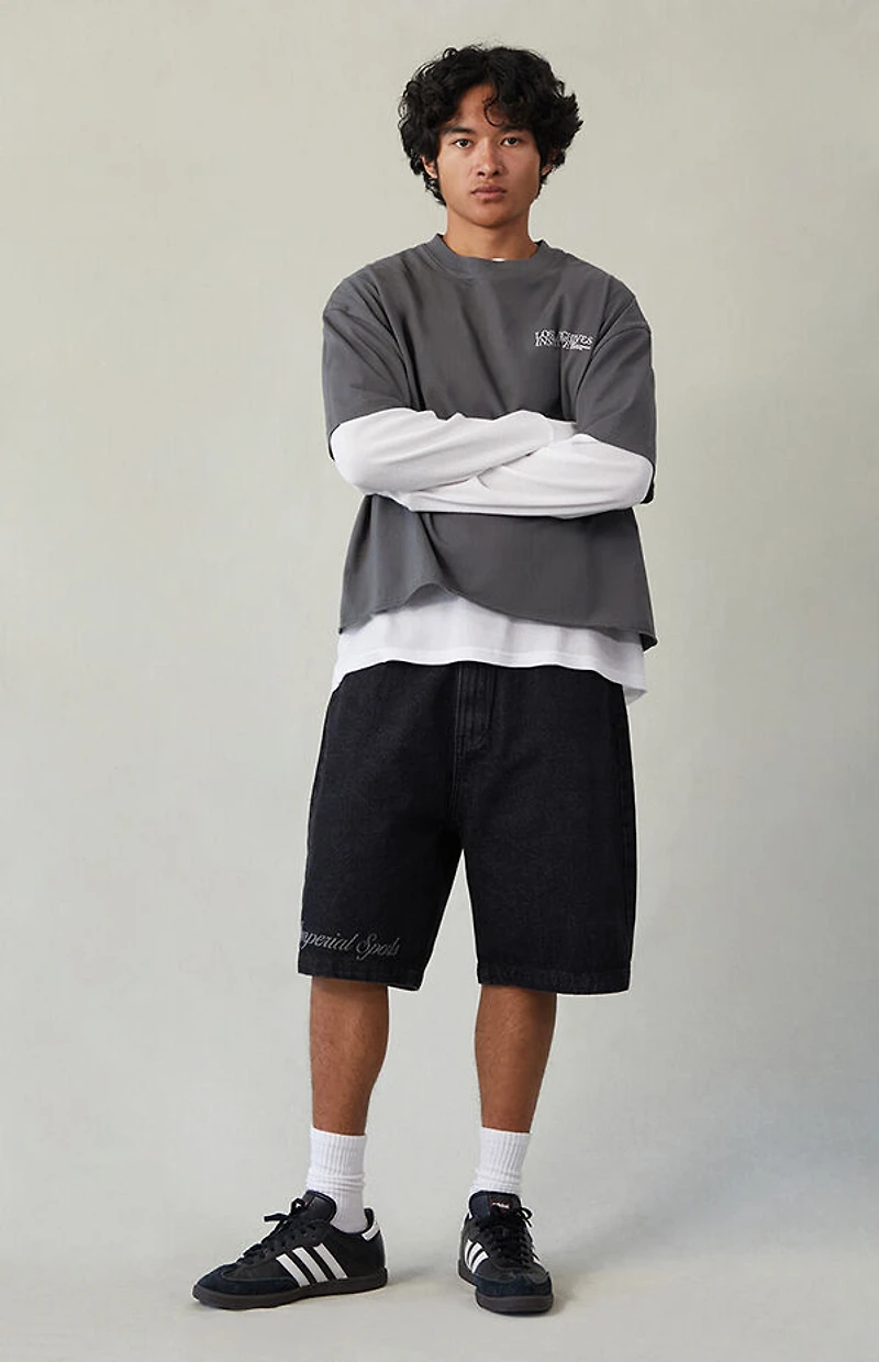 Pacsun Imperial Sports Guild Black Baggy Denim Shorts