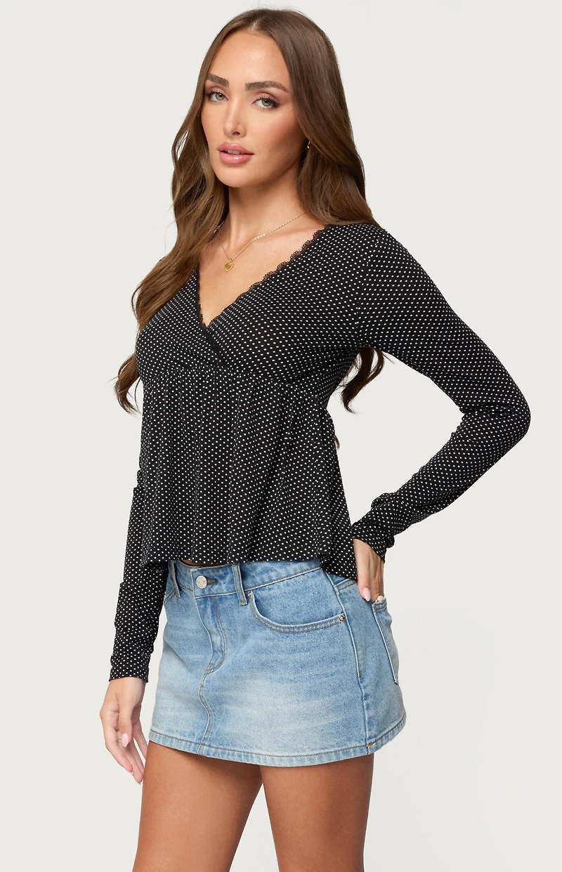 Edikted Kenzie Long Sleeve Babydoll Top