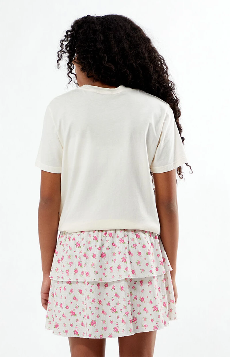 Pacsun Kids Pink Floral Tiered Scrunch Skirt