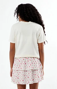 Pacsun Kids Pink Floral Tiered Scrunch Skirt