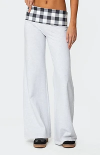 Edikted Beth Gingham Fold Over Pants