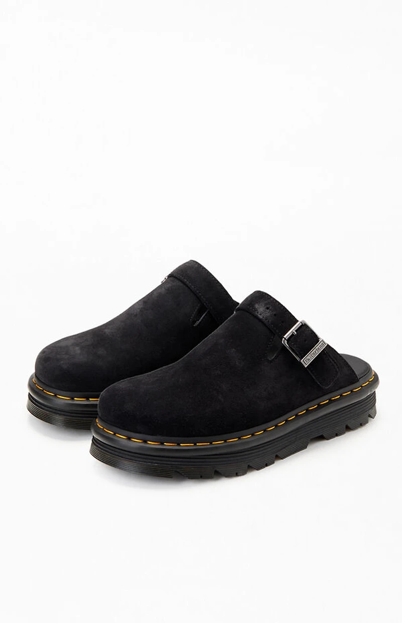 Dr Martens Black Zebzag Suede Slingback Platform Mules