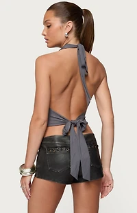 Edikted Nessie Metal Ring Backless Halter Top