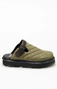 Dr Martens Olive Zebzag Quilted Canvas Slingback Platform Mules