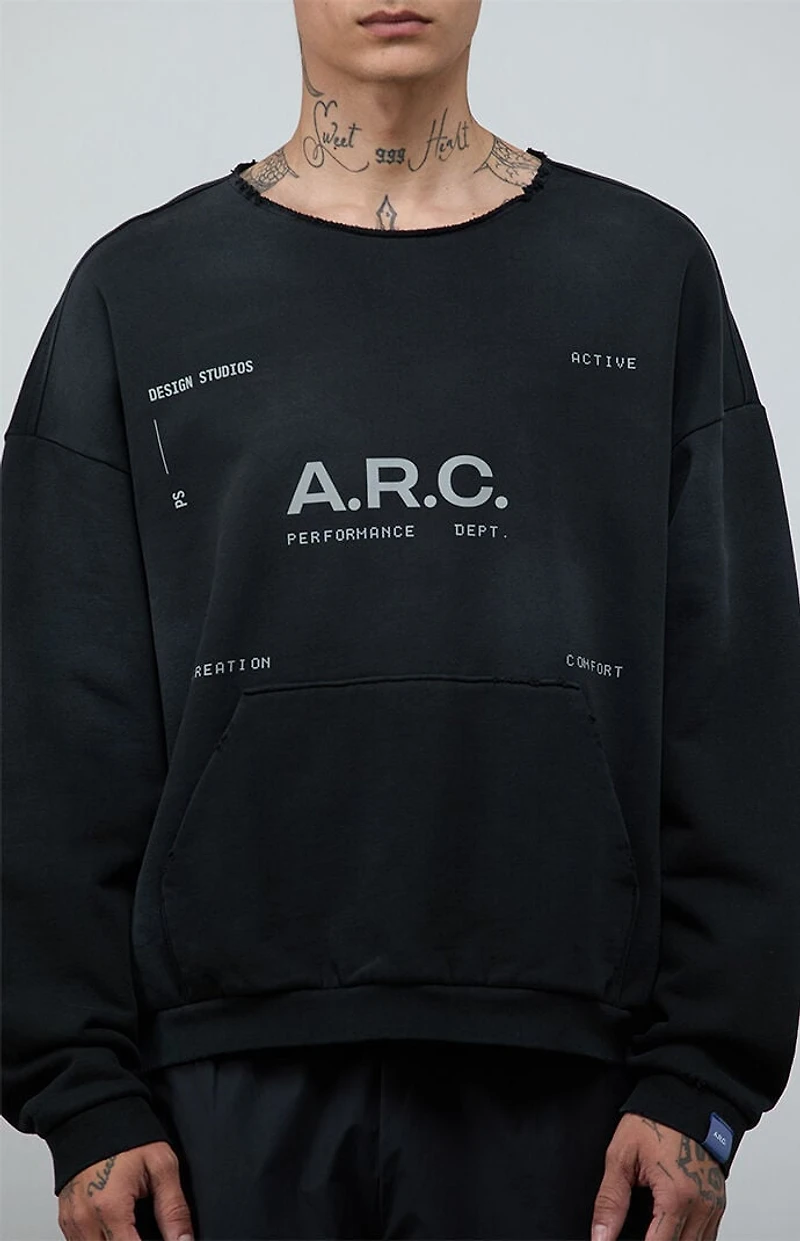 A.R.C. Black Vintage Wash Heavyweight Fleece Cutoff Sweatshirt