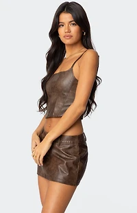 Edikted Scout Zip Up Faux Leather Corset
