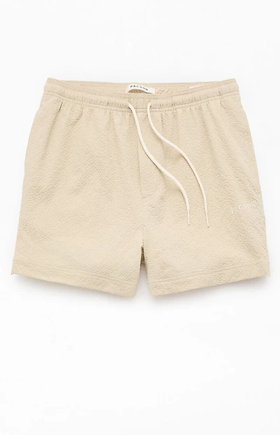 Pacsun Tan Sail Seersucker 4.5" Swim Trunks