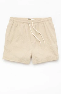 Pacsun Tan Sail Seersucker 4.5" Swim Trunks