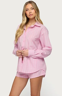 Edikted Carmella Striped Oversized Shirt