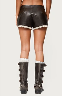 Edikted Lissa Lacey Faux Leather Shorts