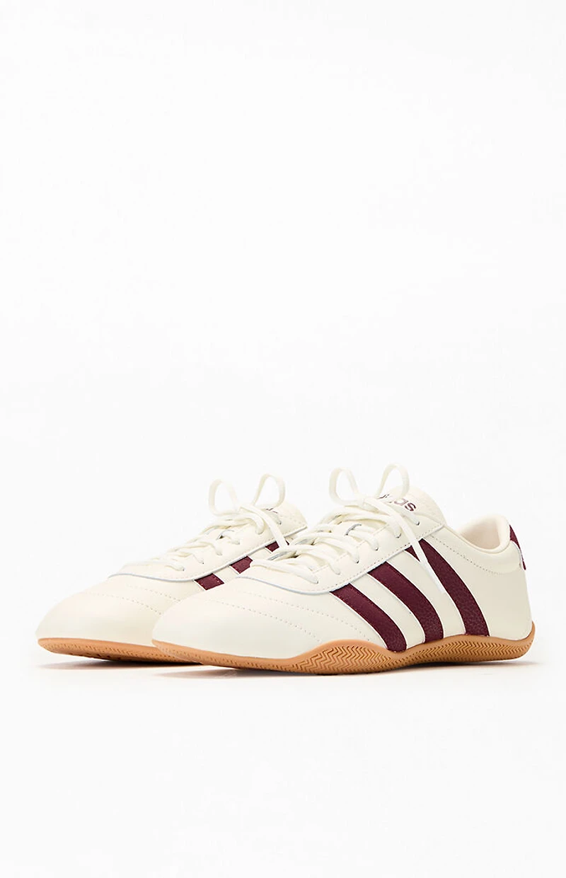 adidas Women's White & Burgundy Grand Court Low Sneakers