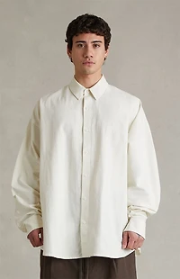 Fear of God ESSENTIALS Ivory Signature Button Up Long Sleeve Shirt