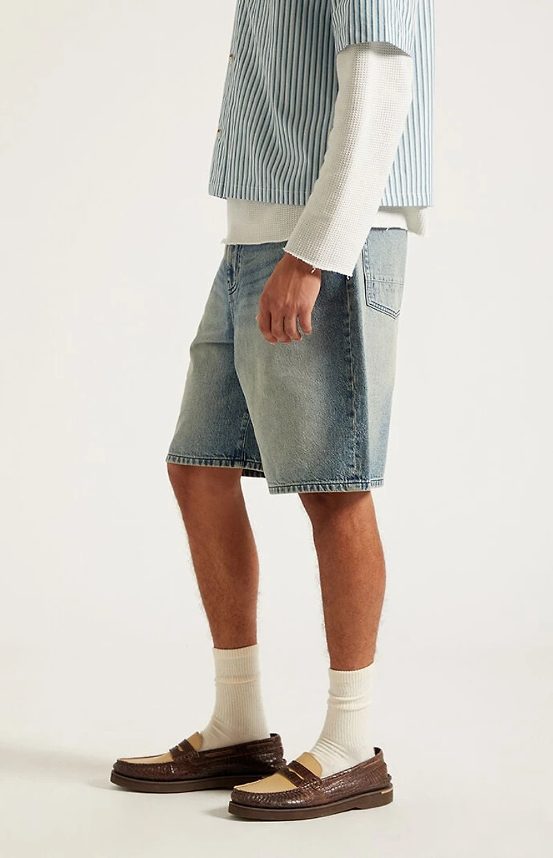 Pacsun Parker Baggy Jean Shorts Medium Blue Tint