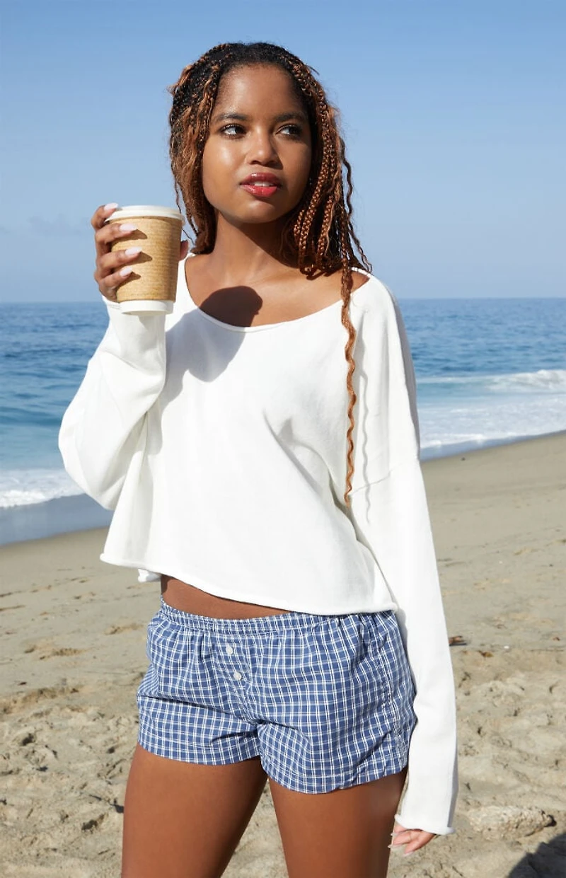 John Galt Blue & White Plaid Keira Boxer Shorts