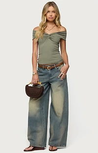 Edikted Twisted Front Off Shoulder Top