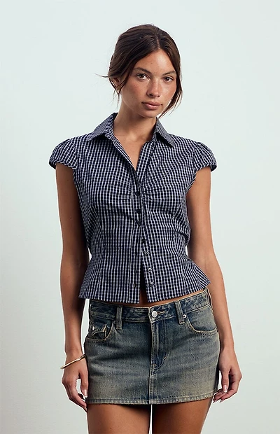 Beverly and Beck Georgie Short Sleeve Button Up Top