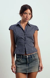 Beverly and Beck Georgie Short Sleeve Button Up Top