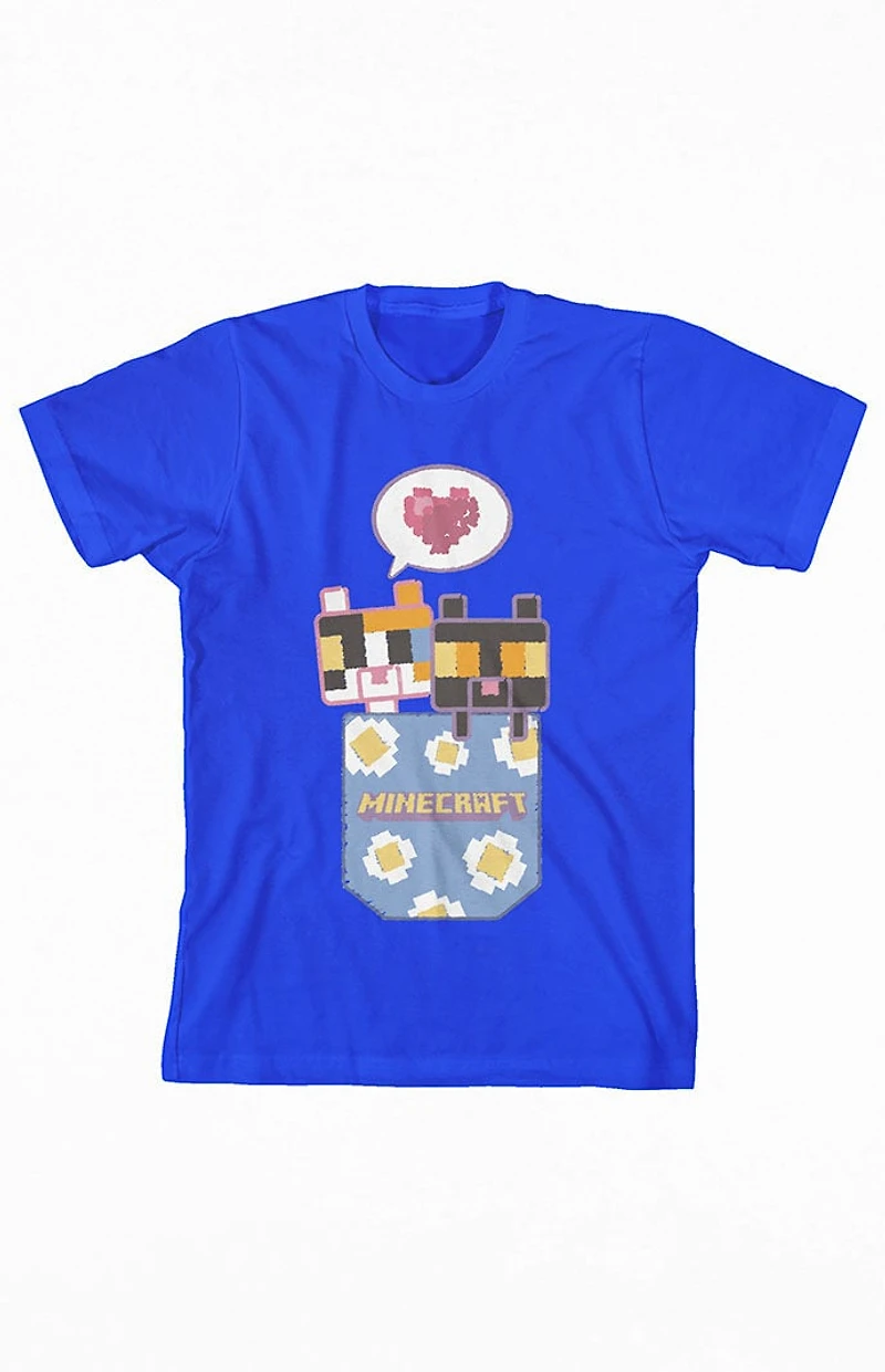 Kids Minecraft Two Block Kitten T-Shirt