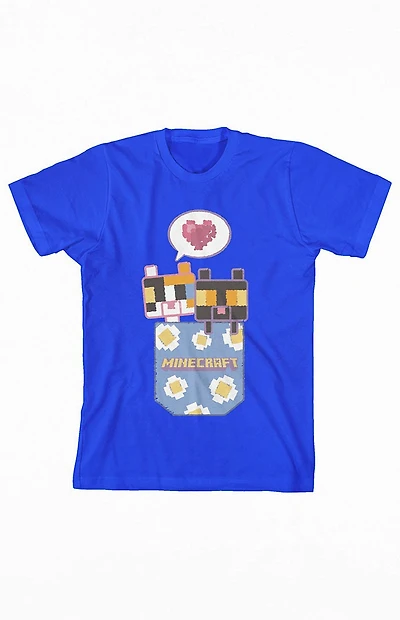 Kids Minecraft Two Block Kitten T-Shirt