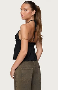 Edikted Textured Iridescent Babydoll Halter Top