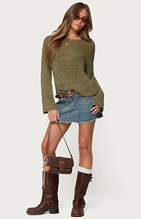 Edikted Keiko Studded Denim Mini Skirt