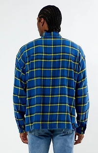 Wrangler x PacSun Blue Long Sleeve Classic Flannel Shirt