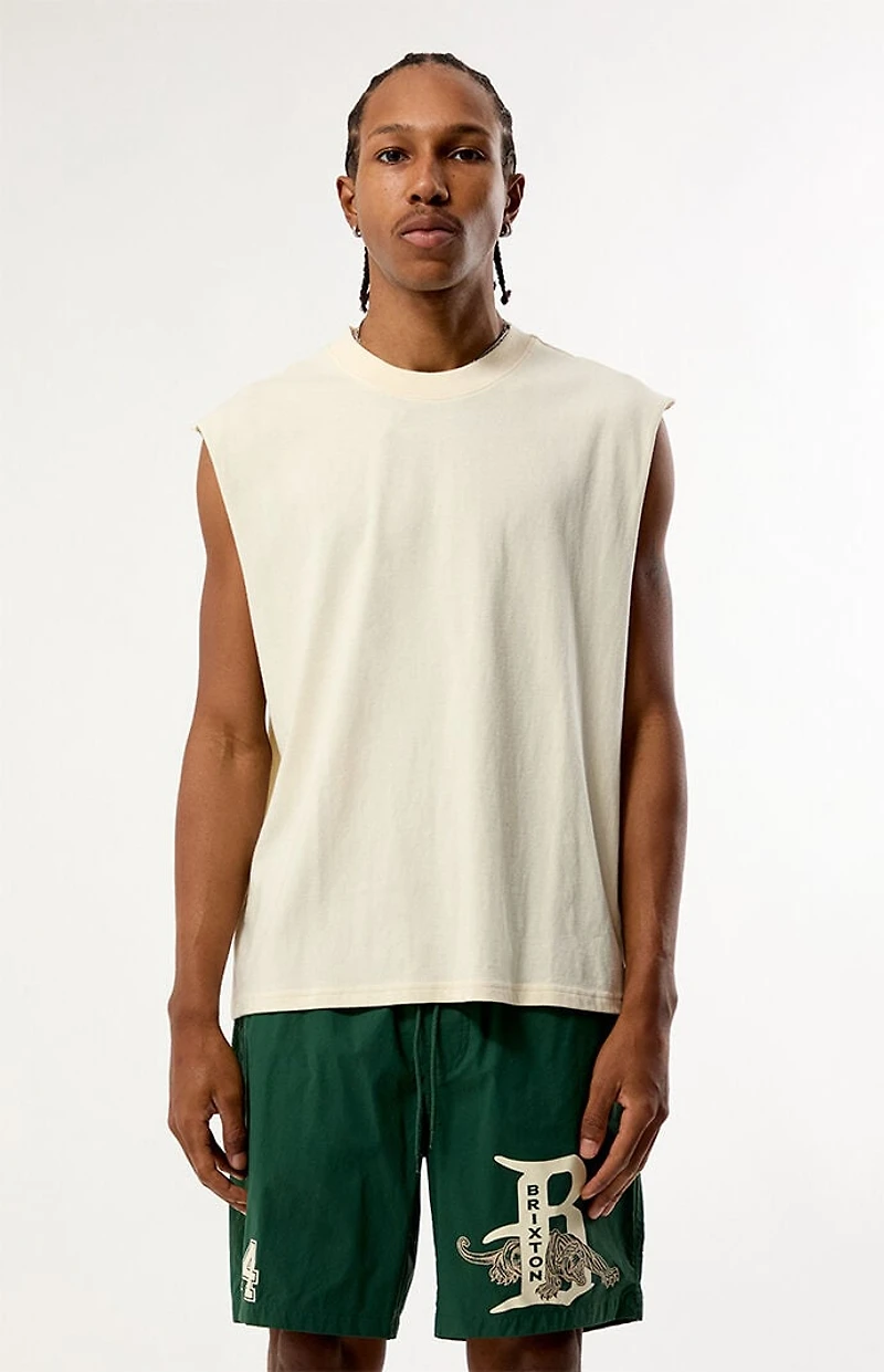 Pacsun Cream Cut Off Muscle T-Shirt
