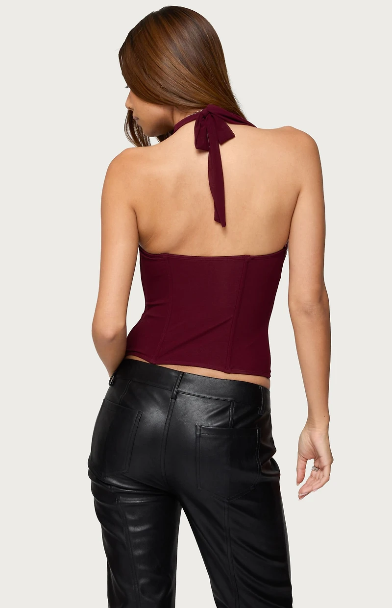 Edikted Rosalina Mesh Halter Corset