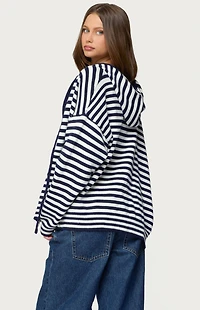 Edikted Safari Striped Knit Zip Up Hoodie