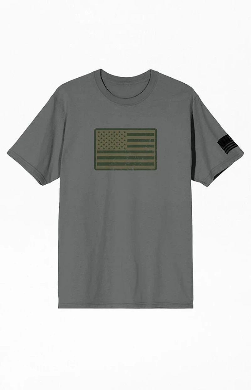 Gray America Straight & Wavy Flags T-Shirt