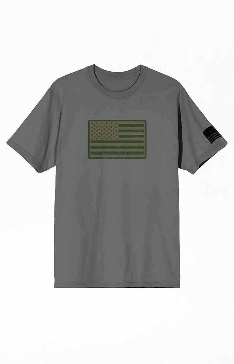 Gray America Straight & Wavy Flags T-Shirt