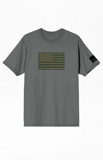 Gray America Straight & Wavy Flags T-Shirt