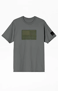 Gray America Straight & Wavy Flags T-Shirt