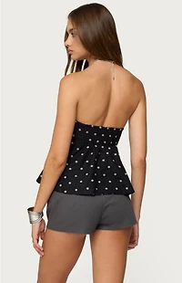 Edikted Izzey Polka Dot Strapless Babydoll Top