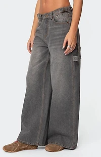 Edikted Baggy Washed Low Rise Carpenter Jeans