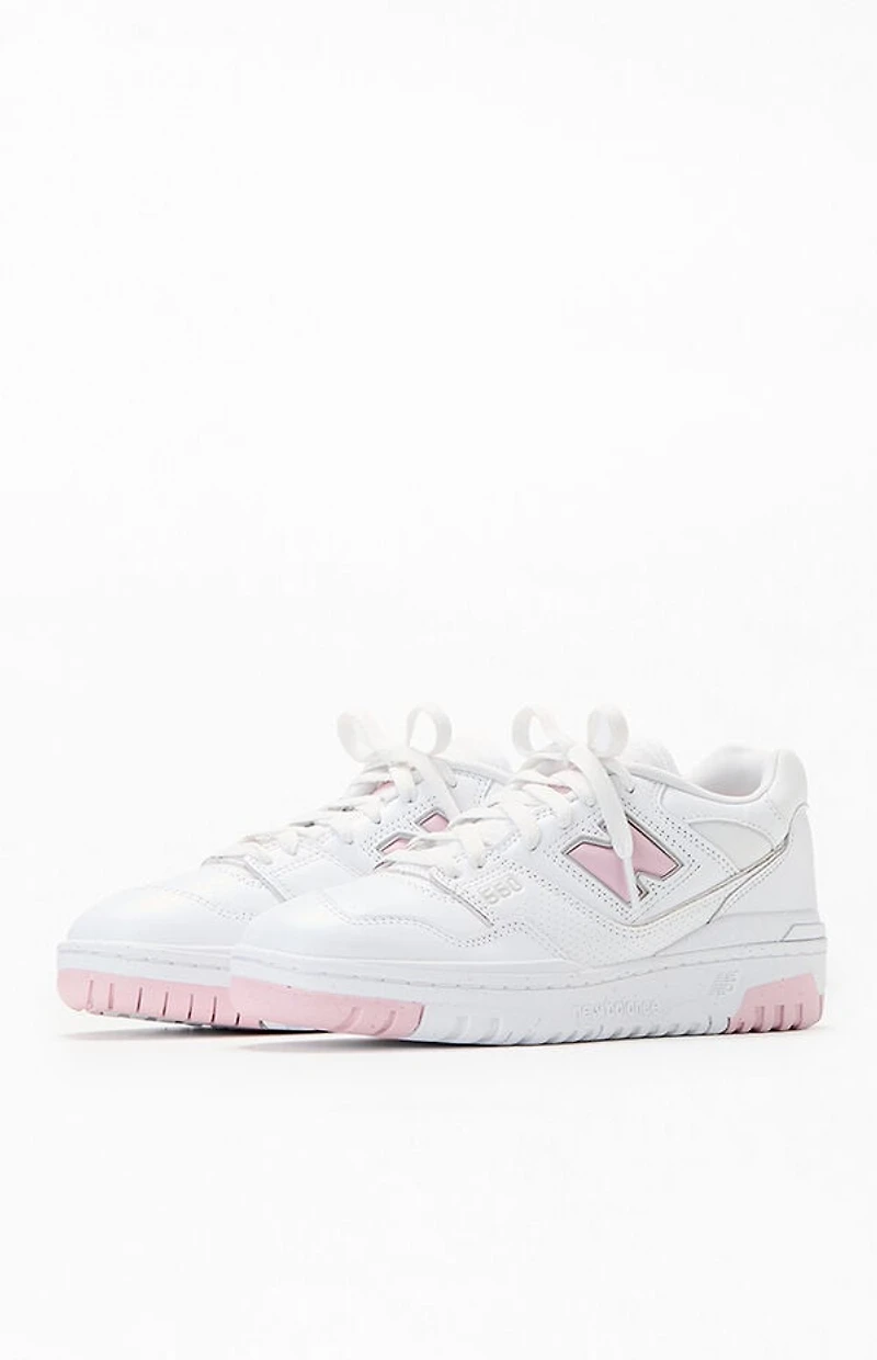 New Balance White & Pink 550 Sneakers