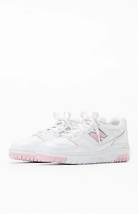 New Balance White & Pink 550 Sneakers