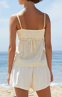 John Galt Yellow Edith Eyelet Tank Top