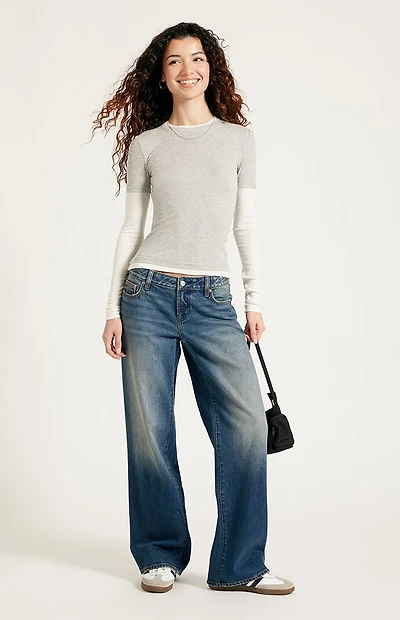 Pacsun Zoe Low Rise Girlfriend Jeans Medium Indigo