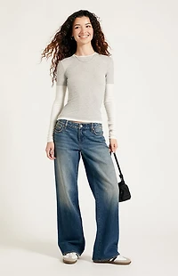 Pacsun Zoe Low Rise Girlfriend Jeans Medium Indigo