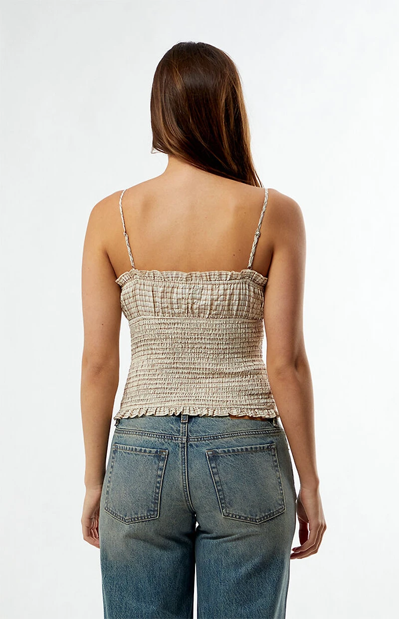 Your Favorite Clemmie Plaid Lace Tie Tank Top