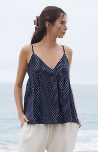 John Galt Blue Polka Dot Edith Tank Top