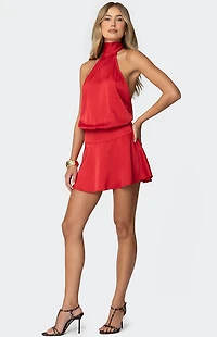 Edikted Scarf Halter Open Back Mini Dress