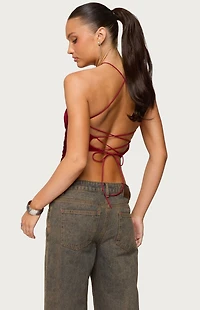 Edikted Hara Fringed Crisscross Backless Top